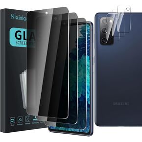 3 Pack Privacy Screen Protector for Samsung Galaxy S20 FE With 3 Pack Camera Lens Protector, Anti Spy Tempered Glass 9H Hardness, Black Protector Anti Spy, Anti-Scratch, Bubble Free