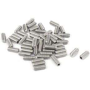 uxcell M4x10mm Metric 304 Stainless Steel Hex Socket Set Cup Point Grub Screws Silver Tone for Towel Rack Door Knob 50pcs