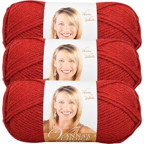 Lion Brand Yarn - Vanna's Choice - 3 Pack with Needle Gauge (Brick)