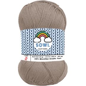 SOWL Acrylic Yarns - Silky Touch - Baby Pink - 100% Microfiber Acrylic Yarn 1 Ball Skeins 3.5 oz 100 Gram 380 Yards | Fingering Weight Yarn for Knitting & Crochet Yarn for Crocheting