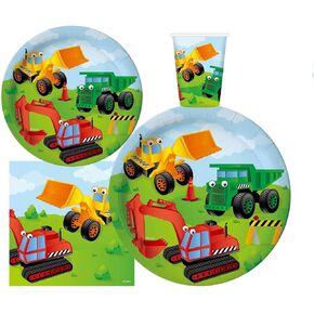 Serves 30 Complete Party Pack Kids Construction Birthday Party Supplies 9" Dinner Paper Plates 7" Dessert Paper Plates 9 oz Cups 3 Ply Napkins Construction Themed Birthday Party Supplies