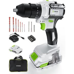 Cordless Drill, ETOOLAB Power Brushless Drill Set 45 Pieces, 531lbf.in Professional 3-in-1 20V Impact Drill Driver with 2.0Ah Battery