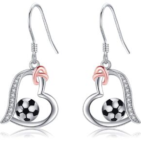 YAFEINI Soccer Gifts 925 Sterling Silver Soccer Earrings Soccer Dangle Drop Earrings Soccer Ball Jewelry for Women Girls
