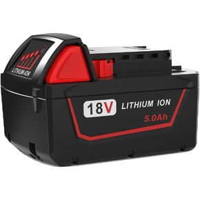 5.0Ah M18 Battery Replacement for Milwaukee M18 Battery Compatible with Milwaukee M18 Cordless Power Tools 18V XC Lithium Battery 48-11-1852 48-11-1850 48-11-1862 48-11-1812