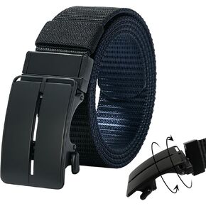 LionVII Ratchet Belts Rotatable Buckle, 2 Colors in 1 Double-sided 1 3/8" Nylon Strap, Trim to Fit 27-46" Waist