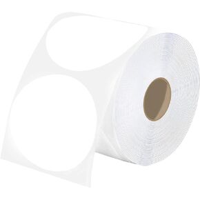 2 Inch Round Thermal Printer Sticker Labels, Self-Adhesive Circle Direct Thermal Labels, Multi-Purpose Roll Sticker Labels for DIY Logo Design, QR Code, Name Tag (White, 2"/50.8mm X 1 Roll)
