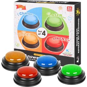 Buzzers for Trivia Games with Lights and Sound Set of 4 Game Show Buzzers for Family Teacher Classroom Supplies (Multicolor1, 4 PCS)