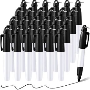 CHENGU 24 Packs Mini Markers with Golf Keychain Clips Badge Markers with Key Ring Fine Point Golf Ball Marker Pen for Nurse Student Office School Supplies(Black)