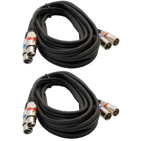 Audio2000'S ADC203H2 Two-Pack Professional 20-feet Dual XLR Female to Dual XLR Male Balanced Audio/Recording/Microphone Cables