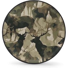 Camouflage Military Tire Covers Protectors Weatherproof Dust-Proof Deer Animal Spare Wheel Cover Fit for Jeep Wrangler RV, SUV, Truck Travel Camper Trailer Vehicle 14"