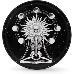 Meditating Skeleton Skull Tire Covers Protectors Weatherproof Dust-Proof Moon Phase Spare Wheel Cover Fit for Jeep Wrangler RV, SUV, Truck Travel Camper Trailer Vehicle 16"