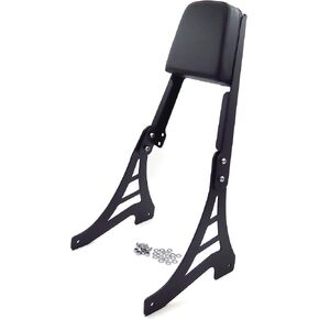 HTTMT MT146-S- Black Skull Backrest Sissy Bar With Leather Pad Compatible with Harley Sportster 1200 883
