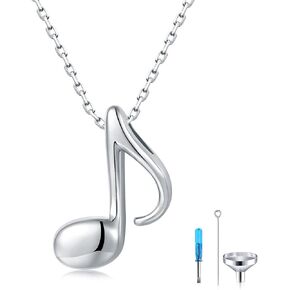 Music Note Urn Necklaces for Ashes - 925-Sterling-Silver Romantic Musical Note Pendant Memorial Cremation Jewelry for Women Girls, Christmas Gifts Music Note Cremation Keepsake Urn Hold Ashes Necklace