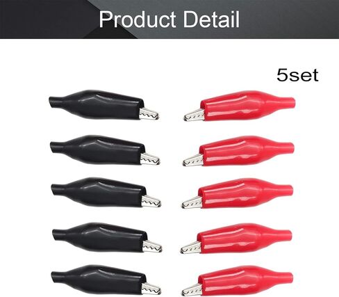 Fielect 6Pcs 10A Plastic Handle Test Probe Metal Alligator Clips Red and Black in Saudi Arabia