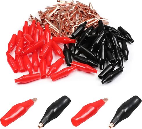 Fielect 6Pcs 10A Plastic Handle Test Probe Metal Alligator Clips Red and Black in Saudi Arabia