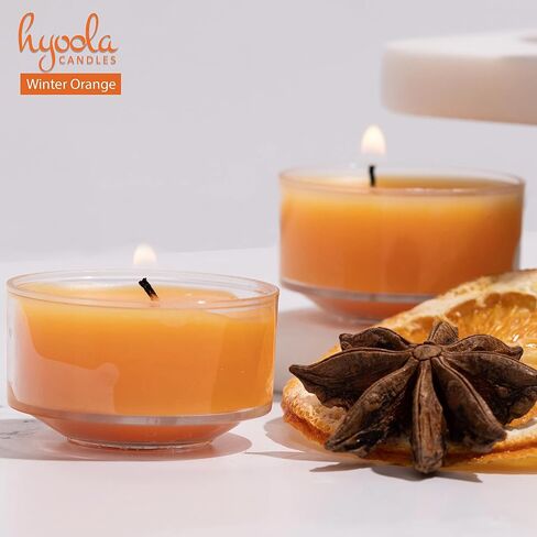 HYOOLA Scented Tealight Candles - Clear Cup - Winter Orange Tealight Candles Scented - 6 Hour Burn Time - 15 Pack - European Made in Saudi Arabia