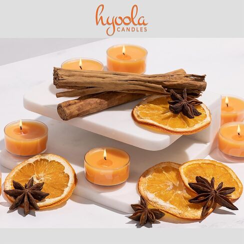 HYOOLA Scented Tealight Candles - Clear Cup - Winter Orange Tealight Candles Scented - 6 Hour Burn Time - 15 Pack - European Made in Saudi Arabia