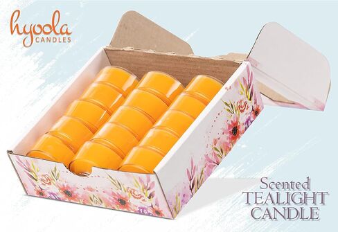 HYOOLA Scented Tealight Candles - Clear Cup - Winter Orange Tealight Candles Scented - 6 Hour Burn Time - 15 Pack - European Made in Saudi Arabia