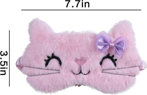 Cute Cat Unicorn Fuzzy Plush Sleep Mask, Soft Silky Blindfold Eye Mask Cover for Women Girls Travel Nap Sleeping in Saudi Arabia