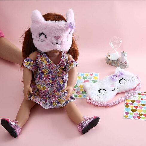 Cute Cat Unicorn Fuzzy Plush Sleep Mask, Soft Silky Blindfold Eye Mask Cover for Women Girls Travel Nap Sleeping in Saudi Arabia