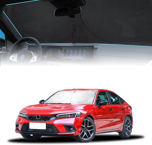 INSAUTO for Civic 2024 Windshield Sun Shade Sunshade Protector Custom Fit for Honda Civic 2022 2023 Windshield Cover Sun Visor Foldable Front Window Shield Block UV Ray Reflector Cool Car Accessories in Saudi Arabia