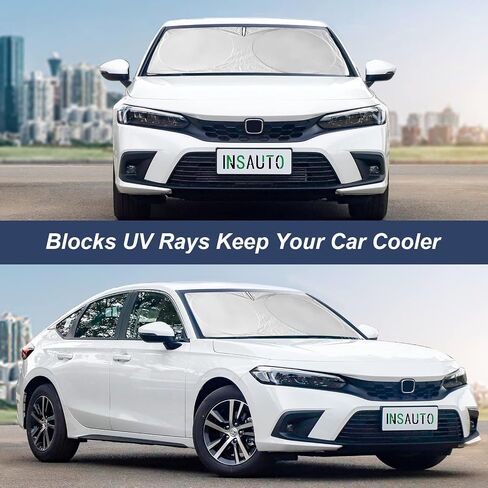 INSAUTO for Civic 2024 Windshield Sun Shade Sunshade Protector Custom Fit for Honda Civic 2022 2023 Windshield Cover Sun Visor Foldable Front Window Shield Block UV Ray Reflector Cool Car Accessories in Saudi Arabia