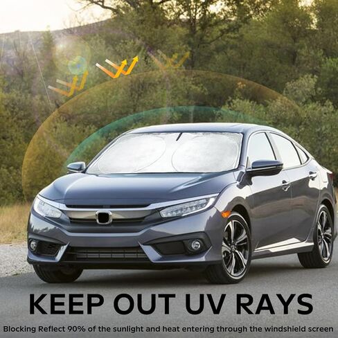 INSAUTO for Civic 2024 Windshield Sun Shade Sunshade Protector Custom Fit for Honda Civic 2022 2023 Windshield Cover Sun Visor Foldable Front Window Shield Block UV Ray Reflector Cool Car Accessories in Saudi Arabia