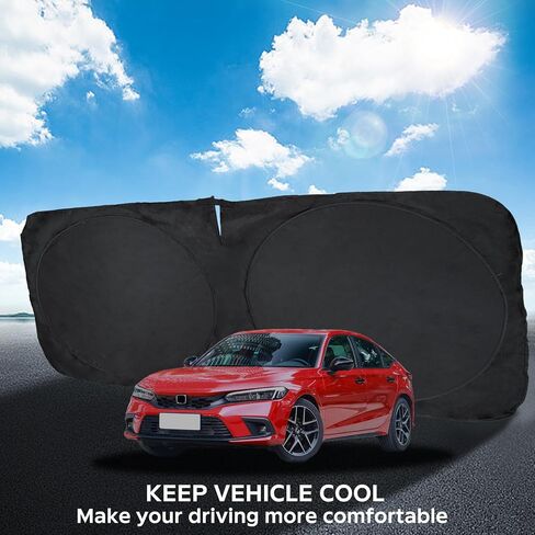 INSAUTO for Civic 2024 Windshield Sun Shade Sunshade Protector Custom Fit for Honda Civic 2022 2023 Windshield Cover Sun Visor Foldable Front Window Shield Block UV Ray Reflector Cool Car Accessories in Saudi Arabia