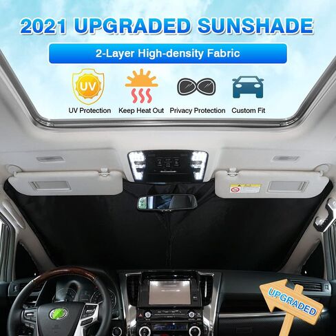 T TGBROS Windshield Sun Shade Custom Fit for 2011-2019 Fiat 500 Coupe Convertible Accessories Foldable Sun Shield Reflective Polyester Sun Visor Cover Block Heat and Sun Protection in Saudi Arabia