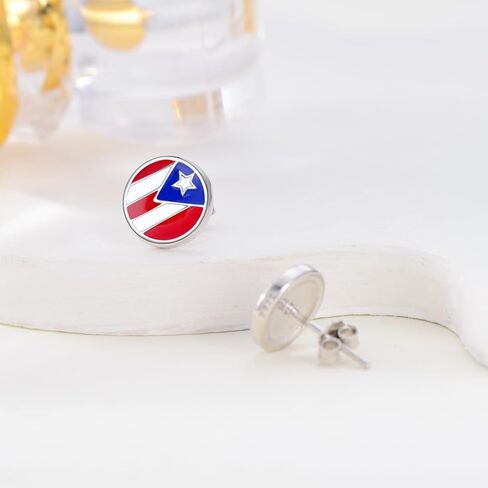 بورتوريكو أقراط 925 فضة بورتوريكو العلم مسمار بورتوريكو مجوهرات هدايا للرجال النساء بورتوريكو in Kuwait