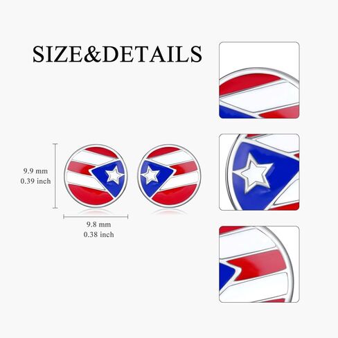 بورتوريكو أقراط 925 فضة بورتوريكو العلم مسمار بورتوريكو مجوهرات هدايا للرجال النساء بورتوريكو in Kuwait