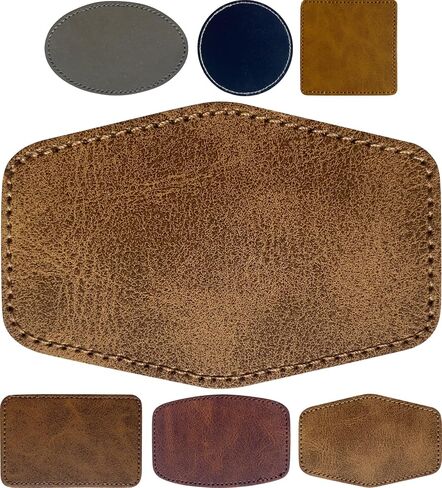 Hexagon Hat Patches for Laser Engraving Faux Leather Sheets Blank Heat Press Leatherette Patche with Adhesive Iron-on Cap/Beanie/Backpack(Dark Brown/3 in×2 in/30 Pcs) in Saudi Arabia