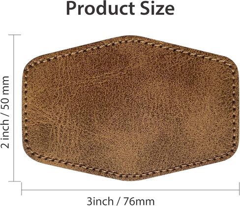 Hexagon Hat Patches for Laser Engraving Faux Leather Sheets Blank Heat Press Leatherette Patche with Adhesive Iron-on Cap/Beanie/Backpack(Dark Brown/3 in×2 in/30 Pcs) in Saudi Arabia