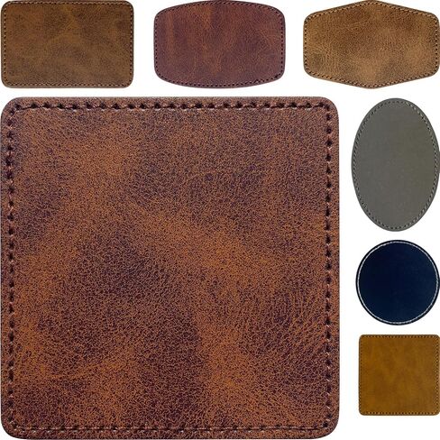 Hexagon Hat Patches for Laser Engraving Faux Leather Sheets Blank Heat Press Leatherette Patche with Adhesive Iron-on Cap/Beanie/Backpack(Dark Brown/3 in×2 in/30 Pcs) in Saudi Arabia