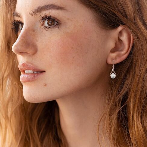 18K Gold Plated Pearl Earrings, 925 Sterling Silver Good Luck Irish Celtic Knot Dangle Earrings, 9MM Freshwater Cultured Pearl Leverback Dangle Earrings Celtic Jewelry Gift for Women in Saudi Arabia