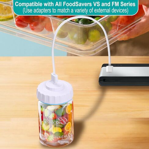 GeeRic Electric Mason Jar Vacuum Sealer, 10 Pcs Mason Jar Sealer Kit Fits Wide & Regular Mouth, Vacuum Sealing Machine Compatible with Food Saver, White in Kuwait