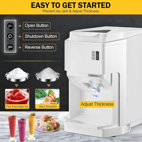 Electric Shaved Ice Machine, 250W Commercial Snow Cone Machine, 265lbs/hr Ice Shaver Machine for Parties Snack Bar, with 5 LBS Ice Hopper&Thickness Adjustable, Suitable Home or Commercial Use in Saudi Arabia