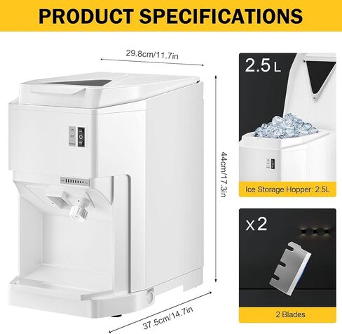 Electric Shaved Ice Machine, 250W Commercial Snow Cone Machine, 265lbs/hr Ice Shaver Machine for Parties Snack Bar, with 5 LBS Ice Hopper&Thickness Adjustable, Suitable Home or Commercial Use in Saudi Arabia