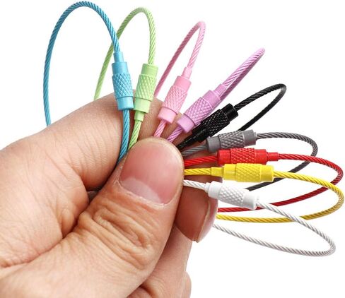 10 قطعة دائرة من الفولاذ المقاوم للصدأ حلقة الأمتعة حامل العلامة المفاتيح حبل EDC كيرينغ كابل مفتاح سلسلة سلك المسمار أقفال 1.5*150 مللي متر in Kuwait