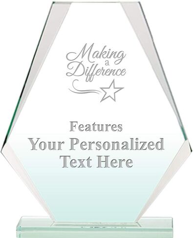 Making A Difference Jade Pyramid Crystal Award, 6" H Custom Making A Difference Award, Engraving Included Prime in Saudi Arabia