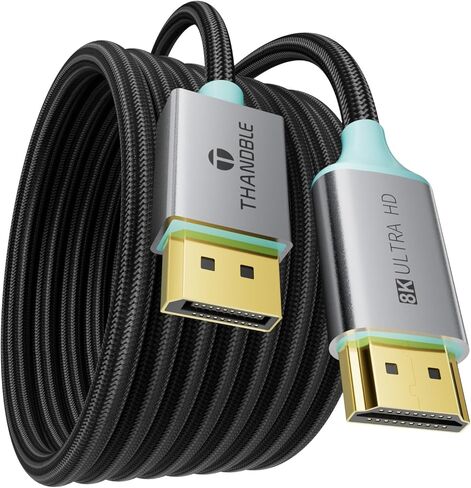 كابل DisplayPort إلى HDMI 8K [4K@120 هرتز، 2K@144 هرتز] أحادي الاتجاه 6FT مضفر DP 1.4 مصدر إلى HDMI 2.1 محول العرض 32.4 جيجابت في الثانية HDR HDCP2.3 سلك منفذ العرض لـ Dell وHP وبطاقة الرسومات in Kuwait