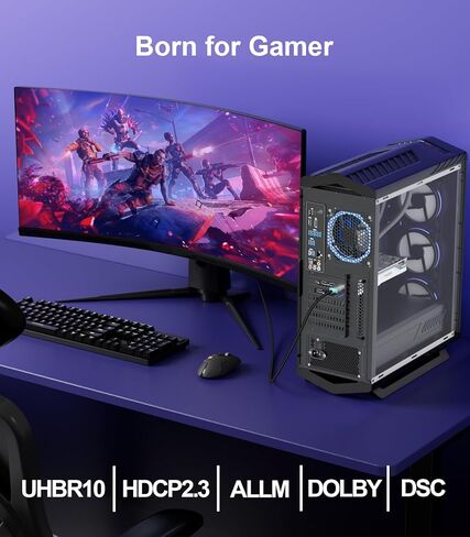 كابل DisplayPort إلى HDMI 8K [4K@120 هرتز، 2K@144 هرتز] أحادي الاتجاه 6FT مضفر DP 1.4 مصدر إلى HDMI 2.1 محول العرض 32.4 جيجابت في الثانية HDR HDCP2.3 سلك منفذ العرض لـ Dell وHP وبطاقة الرسومات in Kuwait