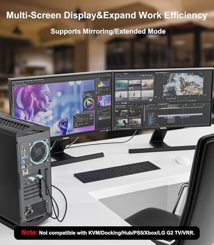 كابل DisplayPort إلى HDMI 8K [4K@120 هرتز، 2K@144 هرتز] أحادي الاتجاه 6FT مضفر DP 1.4 مصدر إلى HDMI 2.1 محول العرض 32.4 جيجابت في الثانية HDR HDCP2.3 سلك منفذ العرض لـ Dell وHP وبطاقة الرسومات in Kuwait