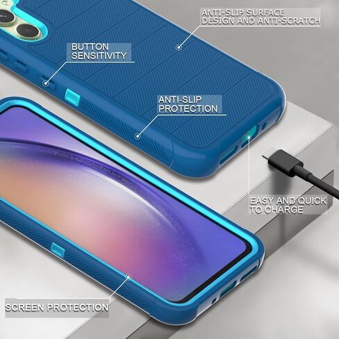 for Samsung Galaxy A54 5G Phone Case with 2 Pack Tempered Glass Screen Protector, Belt Clip Holster Rugged Heavy Duty Military Shockproof Protective Cell Phone Cover (Army Green) in Saudi Arabia