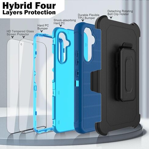 for Samsung Galaxy A54 5G Phone Case with 2 Pack Tempered Glass Screen Protector, Belt Clip Holster Rugged Heavy Duty Military Shockproof Protective Cell Phone Cover (Army Green) in Saudi Arabia