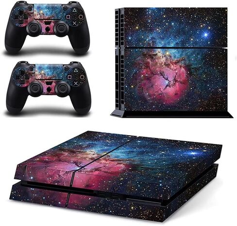 غلاف من الفينيل لوحدة التحكم وأجهزة التحكم PS4 فقط، ملصق لتزيين وحماية سطح المعدات، سديم أزرق داكن in Saudi Arabia