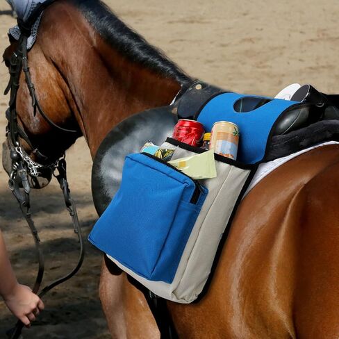 2 Pcs Insulated Saddle Bags for Horses Saddle Horn Bag Reinforced Stitching Pommel Bag for Western Saddle Water Bottle and Lunch Holder Suitable for Trail Riding Gear Carrier, Blue and White in Saudi Arabia