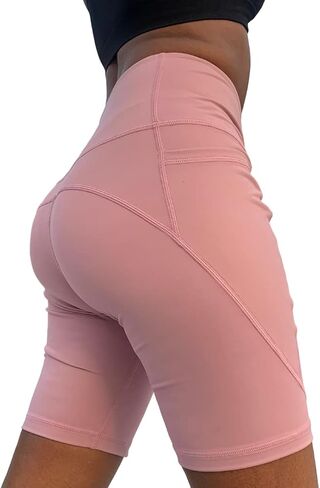 Shorts for Women High Waist Tummy Control Butt Contour Athletic Chic for Yoga Running Workout Biking Fashion in Saudi Arabia