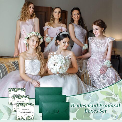 Ctosree 8 Set Bridesmaid Proposal Box with Bridesmaid Cards Envelopes Kraft Paper Gift Tags Eucalyptus Leaves Stems Bridesmaid Box(Classic) in Saudi Arabia