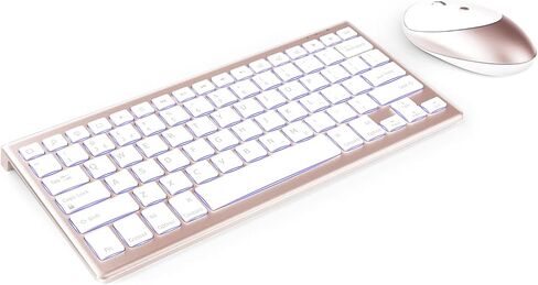 لوحة مفاتيح وماوس لأجهزة iPad، iPhone، لوحة مفاتيح وماوس بإضاءة خلفية بلوتوث لاسلكية لجهاز iPad 10.2 2019، 2020، iPad Air 4، iPad Pro 11، 12.9 بوصة، iPhone 8، iPhone 11، إلخ، ذهبي وردي in Saudi Arabia